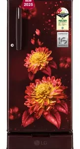 LG 185 L Direct Cool Single Door 2 Star Refrigerator with Base Drawer  (Scarlet Florance, GL-D199OSFC)