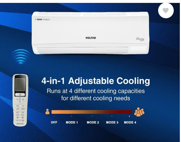 Voltas 2024 Model 1.5 Ton 3 Star Split Inverter AC - White (183V CAX(4503692), Copper Condenser) - Image 4